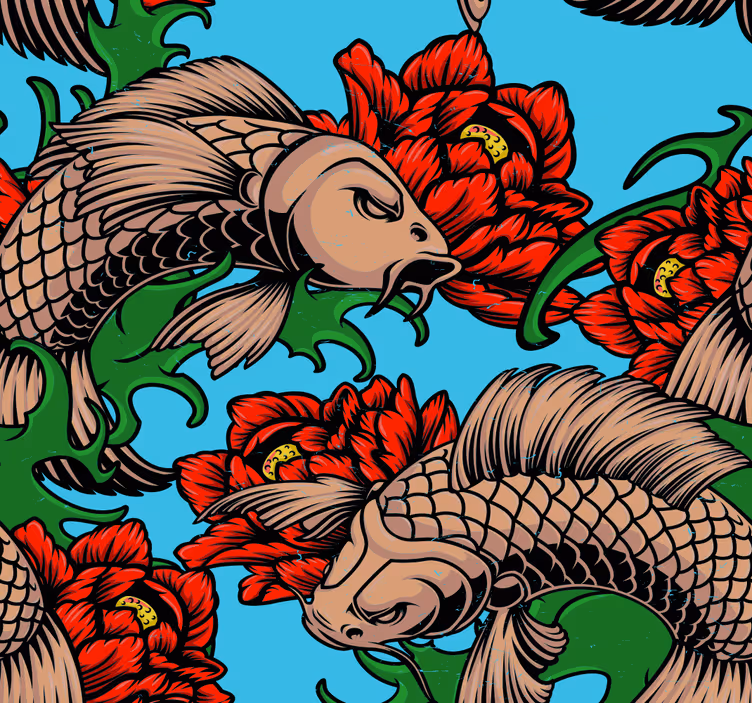 Papel pintado animal Pez koi japonés - TenVinilo