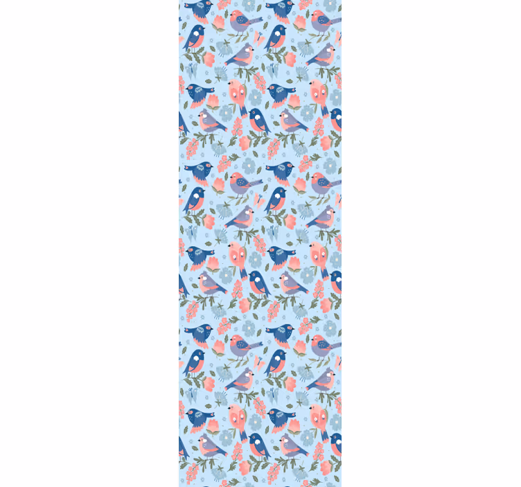 Papel tapiz pájaros patrón floral de pájaros - TenVinilo