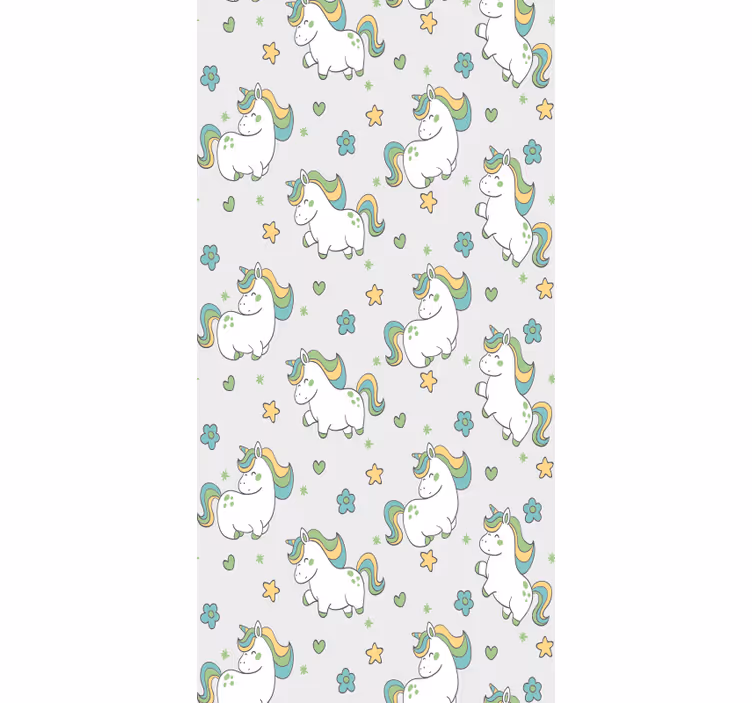 Papel tapiz infantil fantasía de unicornio - TenVinilo