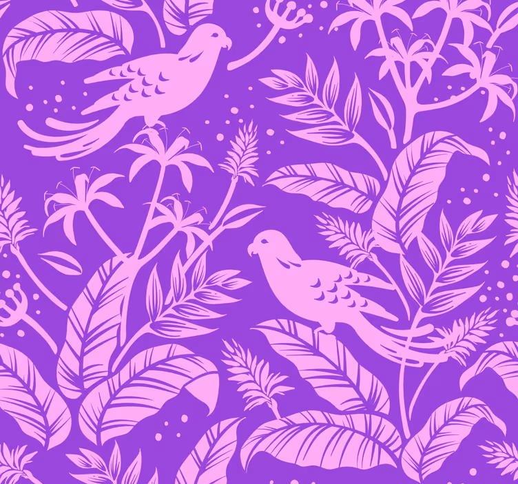 Papel pintado animal pájaros lila - TenVinilo