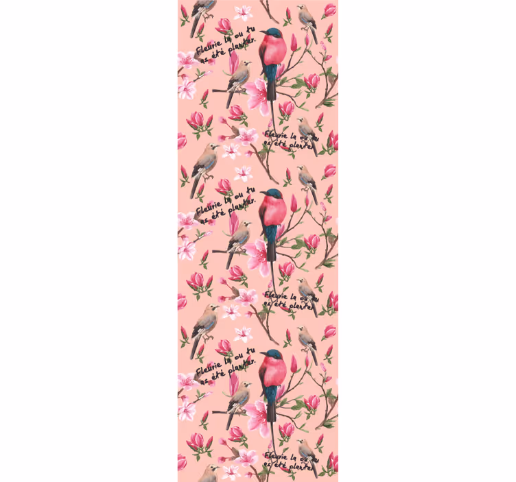 Papel tapiz pájaros patrón de flor de pájaros - TenVinilo
