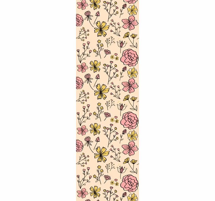 Papel tapiz flores bosquejo botánico floral - TenVinilo