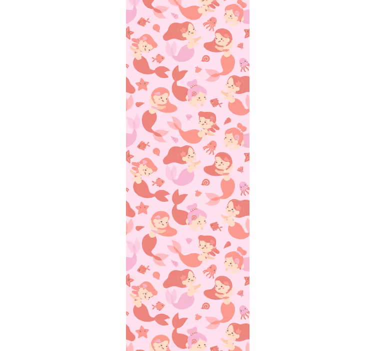 Papel pintado infantil Sirena niño rosa sonriendo - TenVinilo
