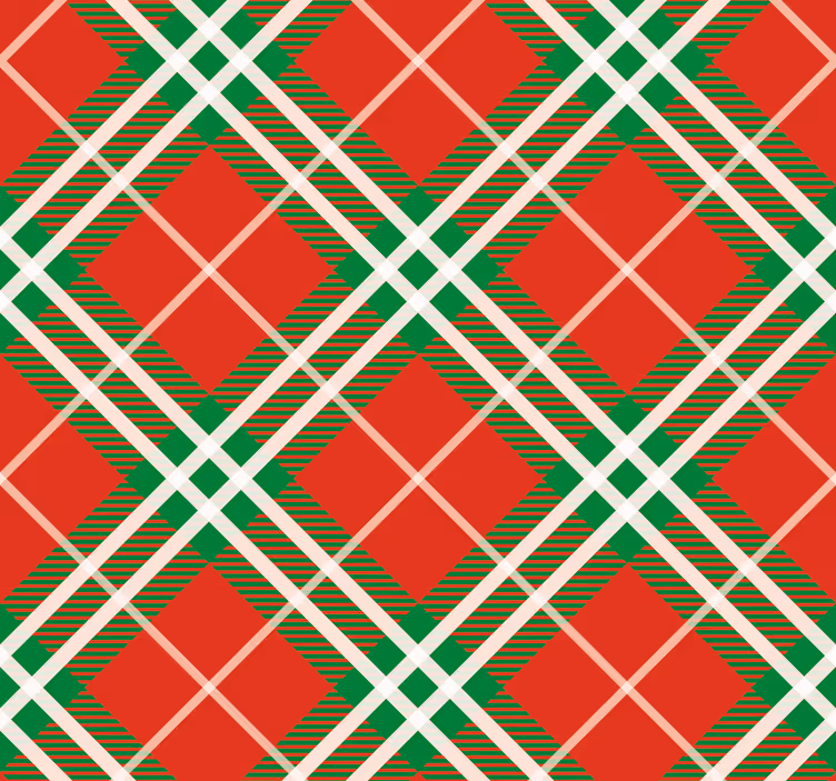 Papel pintado rayas tartán escocés rojo y verde - TenVinilo