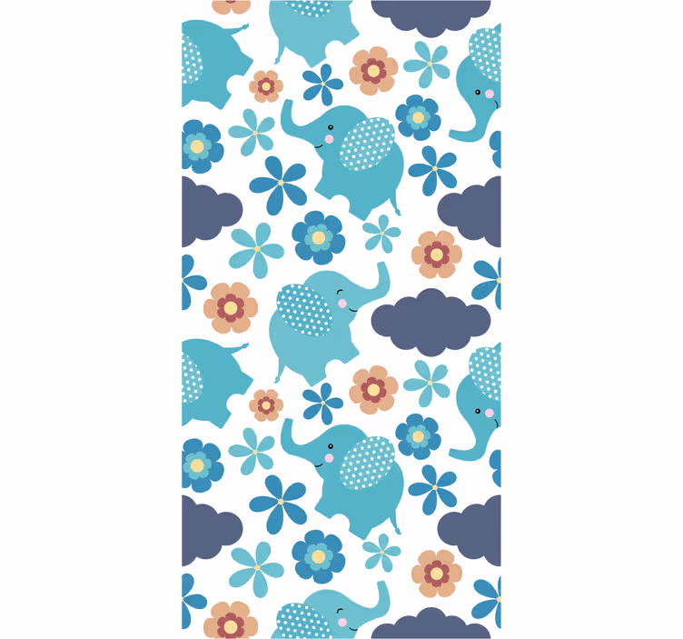 Papel pintado infantil Elefantes y flores - TenVinilo