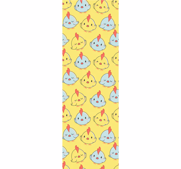 Papel pintado pájaros Patrón de pollito amarillo - TenVinilo