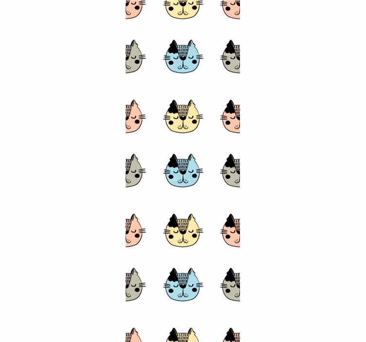 Papel tapiz gatos caras felinas de dibujos animados - TenVinilo