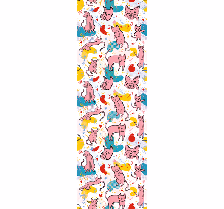 Papel tapiz gatos patrones felinos juguetones - TenVinilo