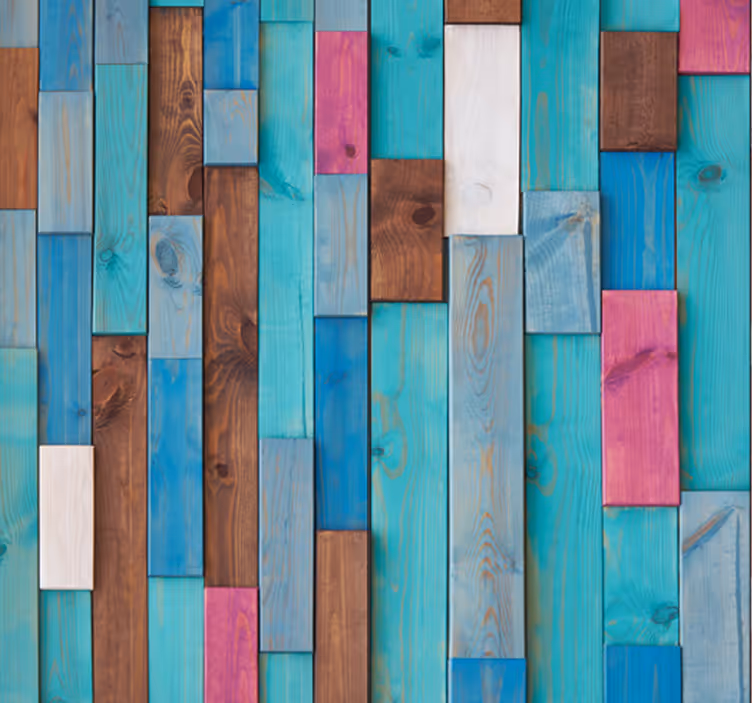 Papel tapiz madera tablones de madera multicolores - TenVinilo