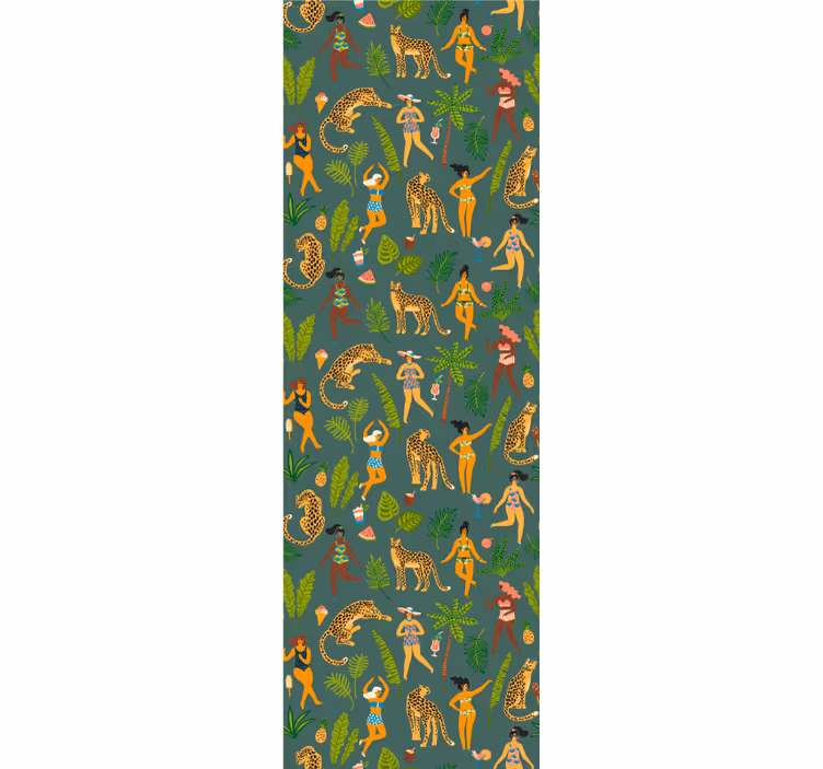 Papel tapiz animales motivo de danza de la jungla - TenVinilo