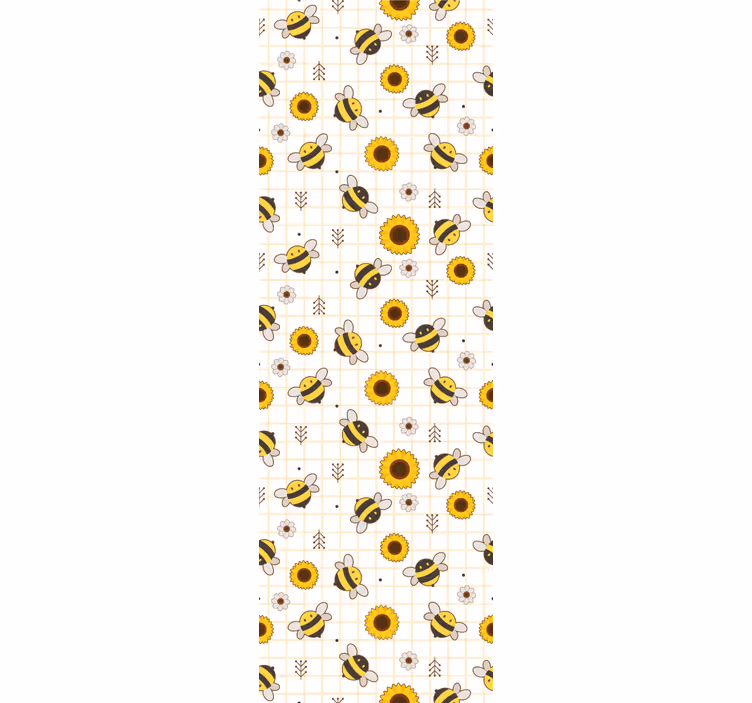 Papel tapiz animales patrón de abejas y girasoles - TenVinilo
