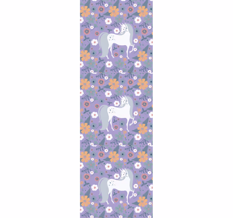 Papel tapiz animales patrón floral unicornio - TenVinilo