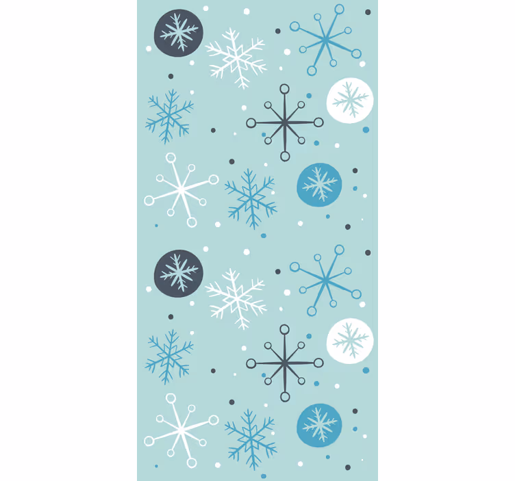 Papel pintado navidad Copos de nieve decorativos azules y blancos - TenVinilo