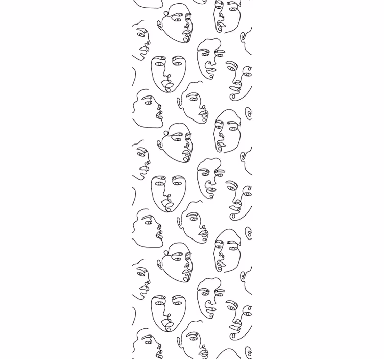 Papel tapiz arte caras de arte lineal - TenVinilo
