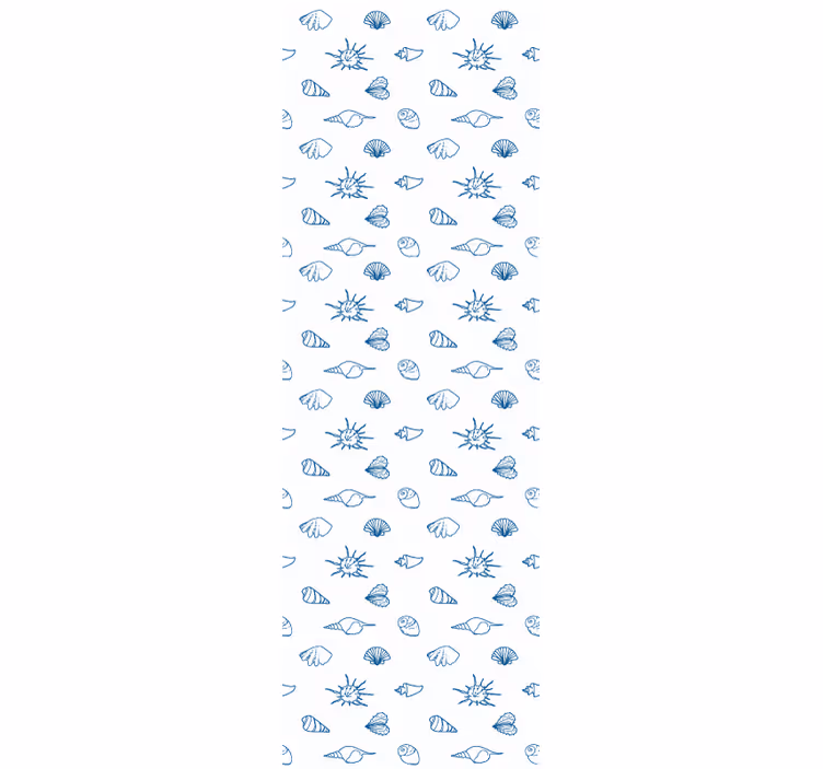 Papel pintado baño Patrón de concha azul fondo blanco - TenVinilo