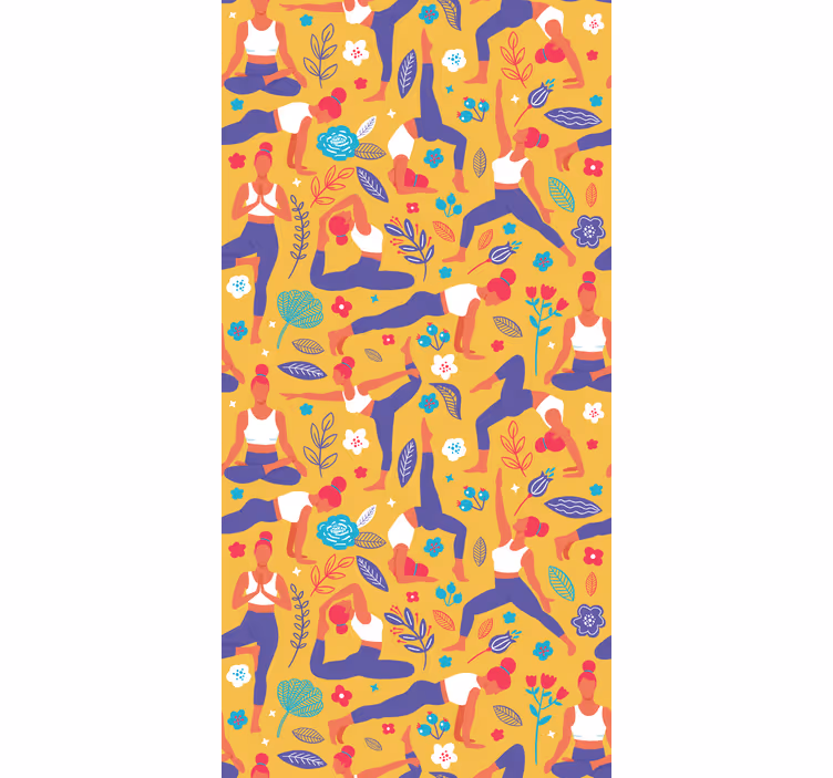 Papel tapiz recámara matrimonial diseño de posturas yoga - TenVinilo