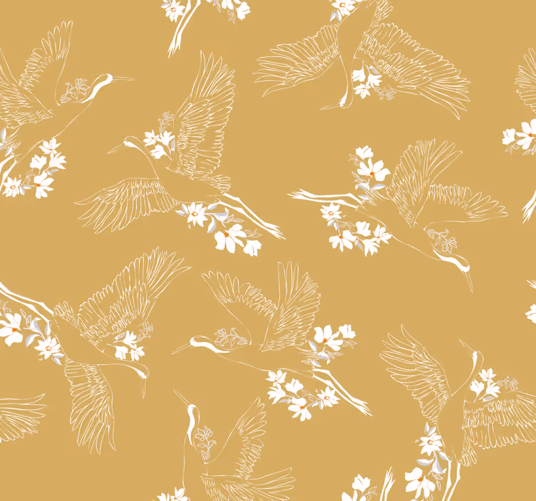 Papel tapiz pájaros aves voladoras botánicas - TenVinilo