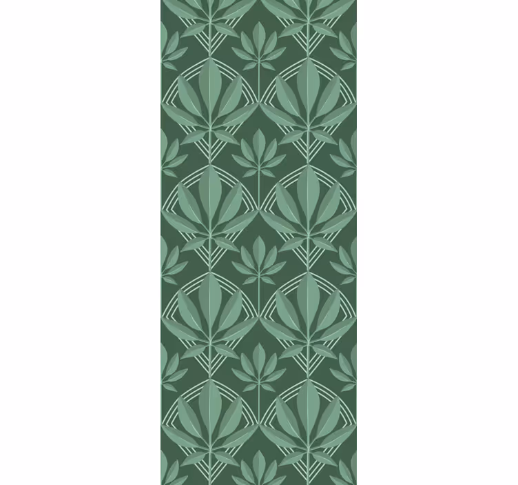 Papel pintado azulejos Art deco pequeña botella hojas verdes - TenVinilo