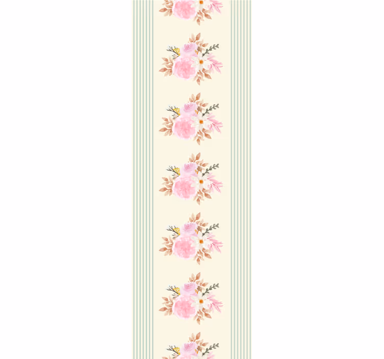 Papel tapiz floral diseño de rayas florales - TenVinilo