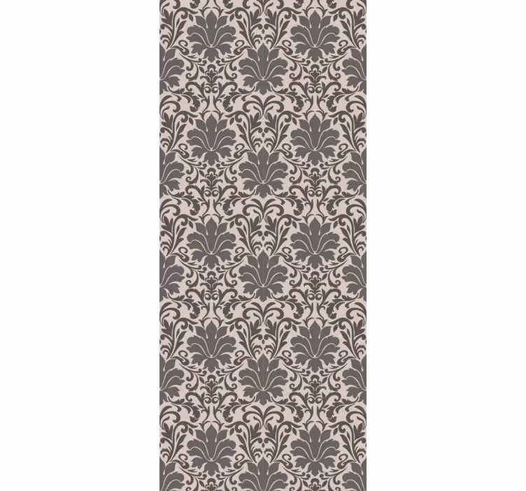 Papel pintado retro Patrón de estilo victoriano gris y crema - TenVinilo