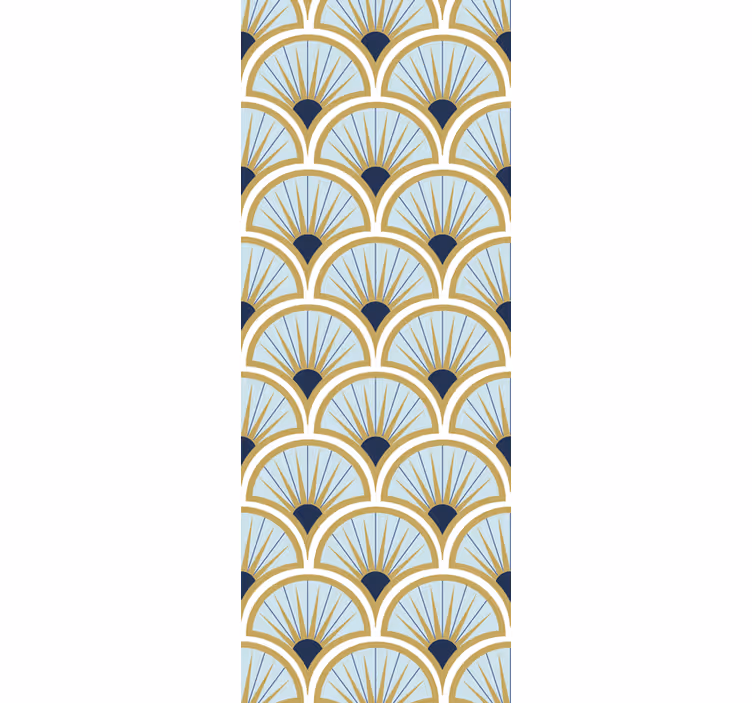Papel pintado azulejos Tonos art deco azul - TenVinilo