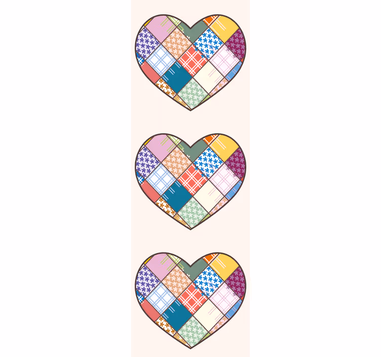 Papel tapiz floral diseño de corazón de patchwork - TenVinilo