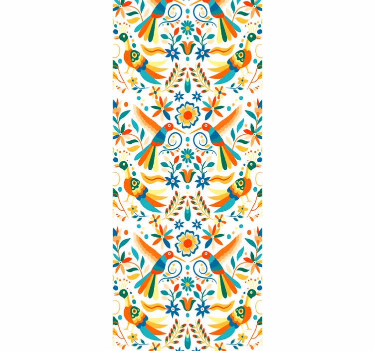 Papel pintado floral Animales de flores mexicanas - TenVinilo
