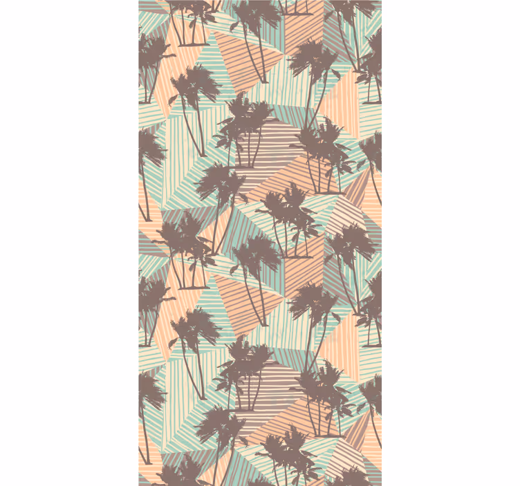 papel pintado troncos Palmeras y triángulos patrón tropical - TenVinilo
