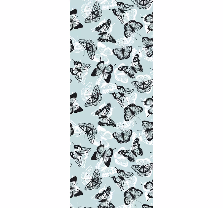 Papel tapiz mariposas blanco y negro en movimiento - TenVinilo