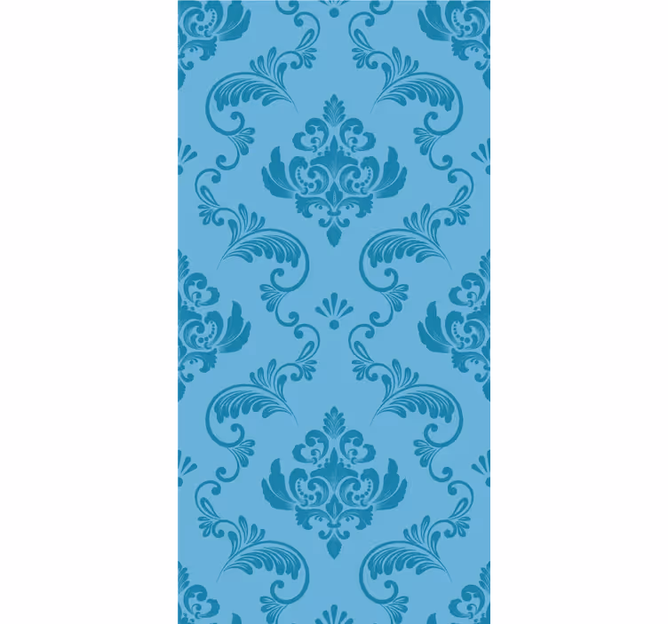 Papel tapiz baño curvas botánicas azules - TenVinilo