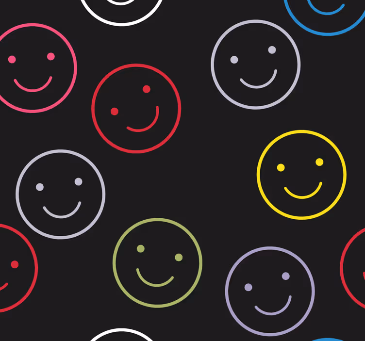 Papel tapiz geométrico impresión de cara sonriente - TenVinilo