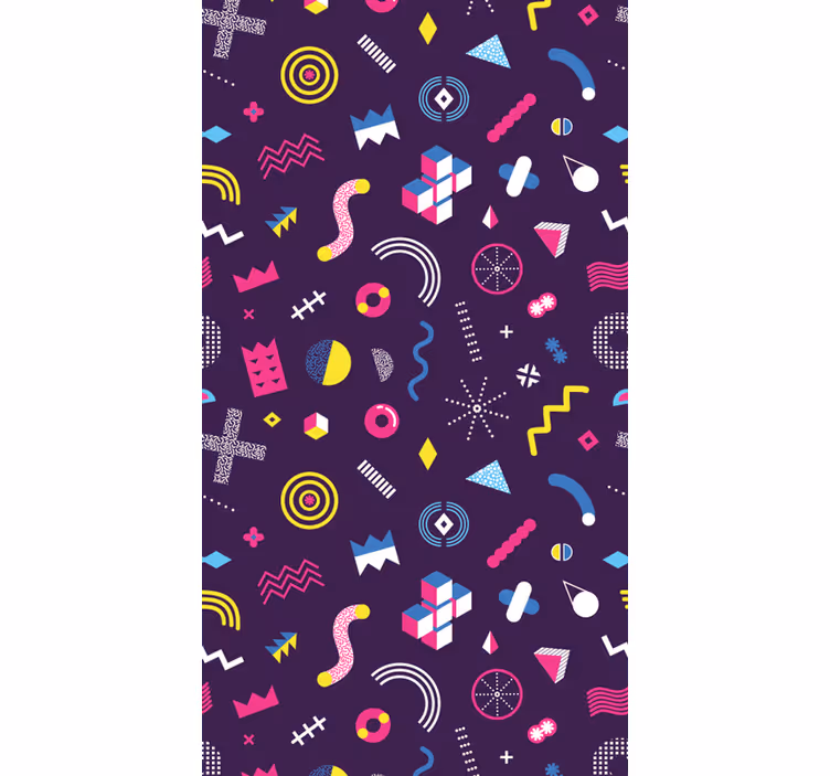 Papel tapiz geométrico formas retro vibrantes - TenVinilo