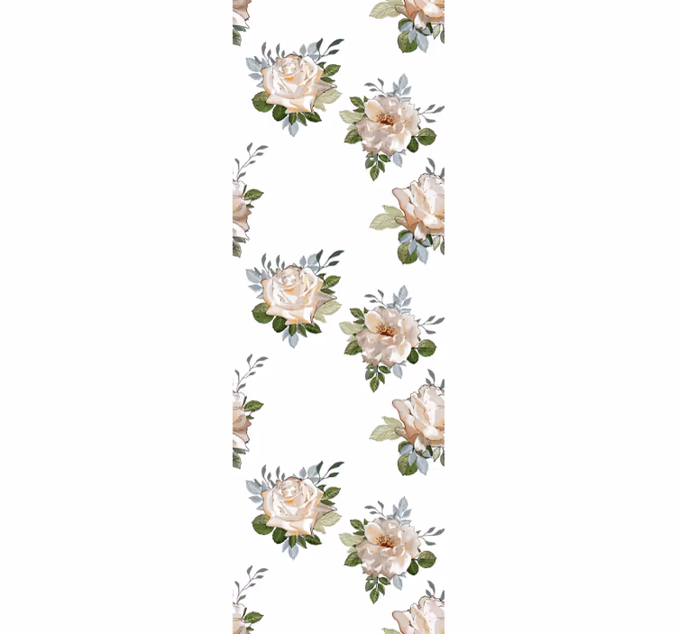 Papel tapiz flores elegantes rosas doradas - TenVinilo