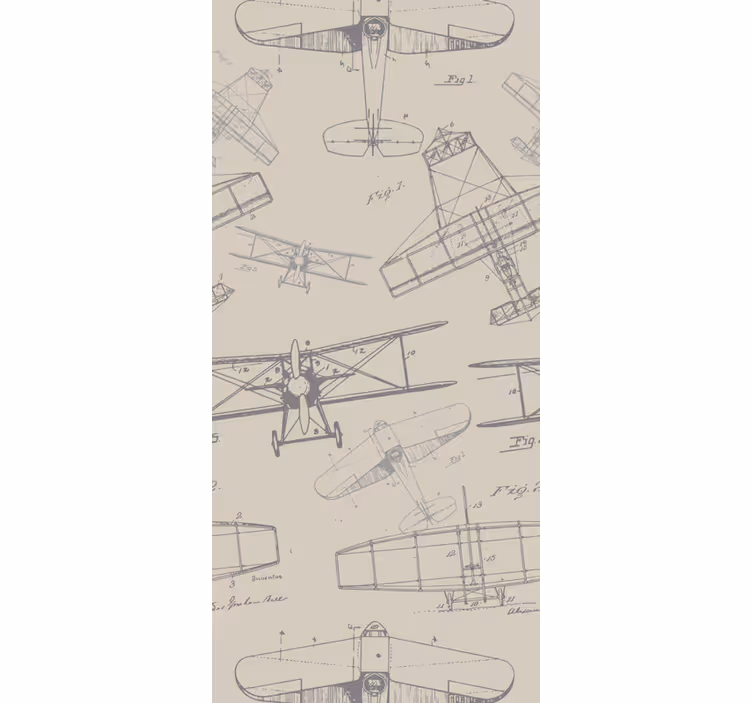 Papel tapiz arte bocetos de aviones antiguos - TenVinilo