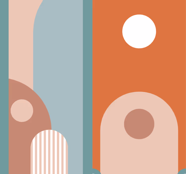 Papel tapiz para sala formas geométricas curvas - TenVinilo