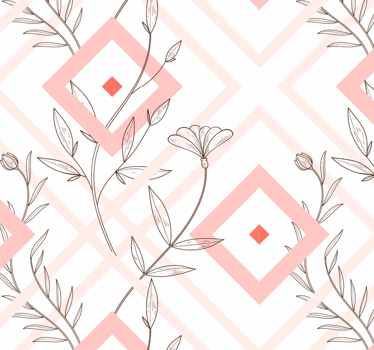 Papel tapiz para sala formas de diamantes florales - TenVinilo