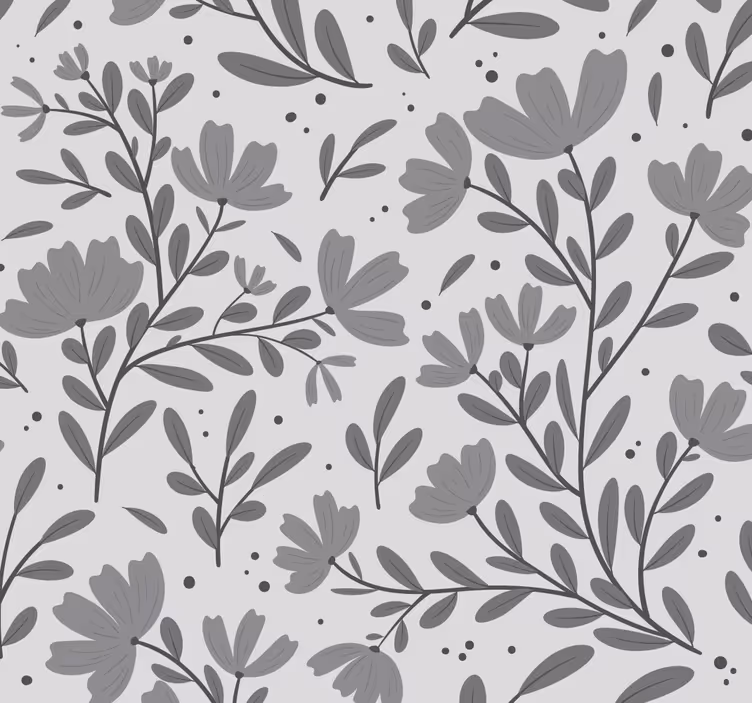 Papel tapiz para cabecera patrón de flores grises - TenVinilo