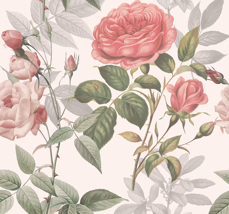 Papel tapiz para cabecera rosas grandes - TenVinilo