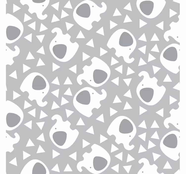 Papel pared bebé elefante con triangulos - TenVinilo