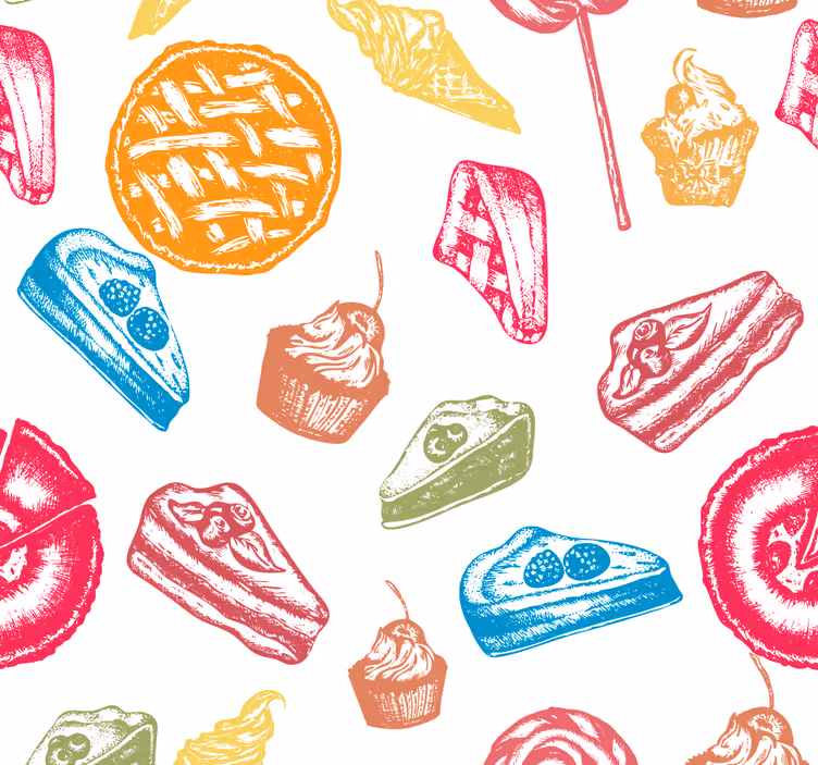 Papel tapiz cocina patrón de dulces - TenVinilo