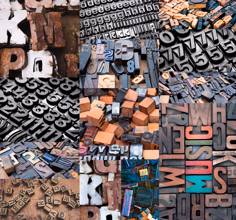 Papel tapiz letras collage alfabético - TenVinilo
