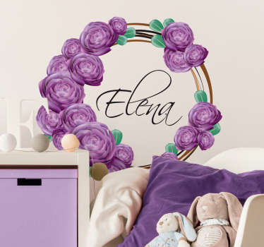 Adhesivo personalizable flores violetas