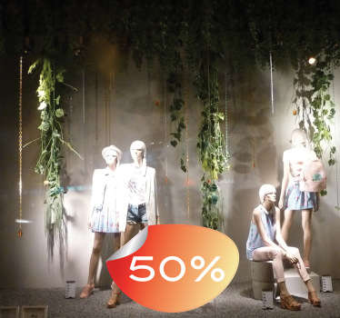 Adhesivo tienda etiqueta doblada