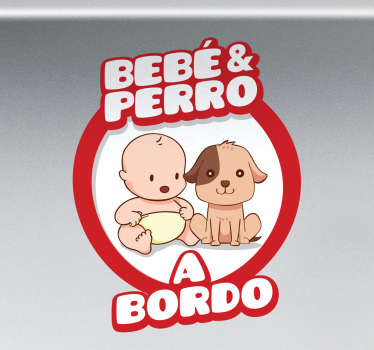Pegatina coche bebé y perro a bordo
