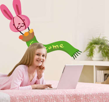 Pegatina infantil globo conejo welcome