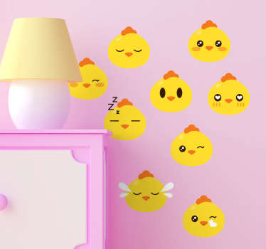 Set pegatinas emoticono pollito