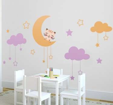 Sticker infantil luna gato