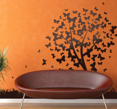 Vinilo decorativo árbol de mariposas