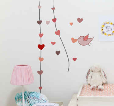 Vinilo decorativo ave corazón en boca