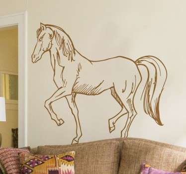 Vinilo decorativo boceto caballo al trote